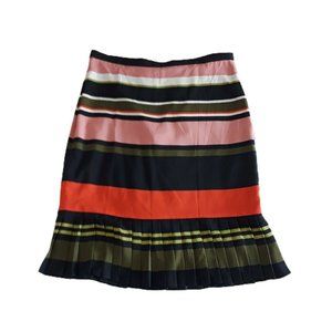 ANN TAYLOR Multicolor Striped Pleated Ruffle Skirt